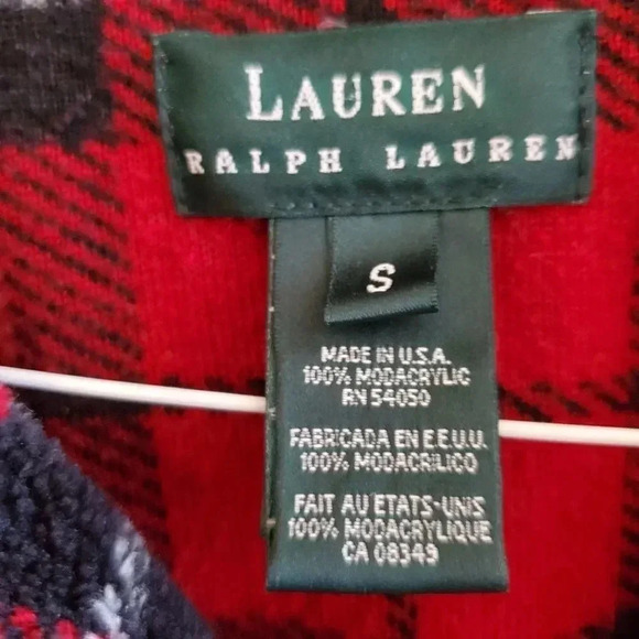 Lauren Ralph Lauren Red and Black Fleece Half Zip Jacket - Picture 3 of 3